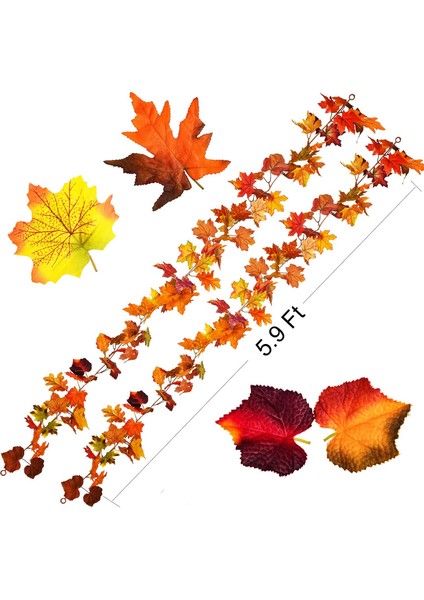 2 Paket Yapay Sonbahar Akçaağaç Yaprağı Çelenk, Sonbahar Asılı Asma Akçaağaç Kız (Yurt Dışından) fiyatları