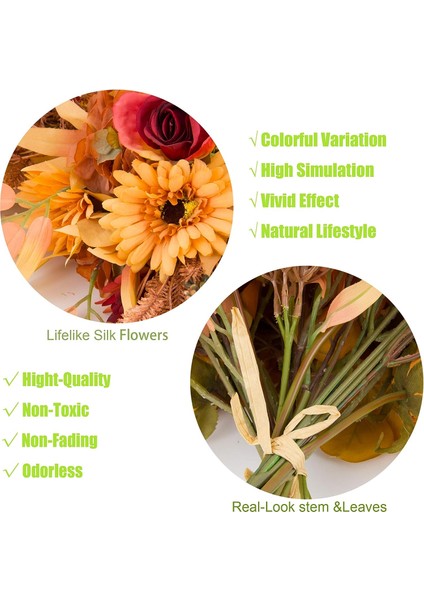 2 Paket Yapay Sonbahar Çiçek Buketi Sonbahar Düğün Buketi Düğün Sutyeni Için (Yurt Dışından) modelleri