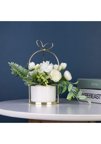 Esinti Yapay Çiçekler Saksı Yapay Bitkiler Seramik Vazoda Bonsai Çiçekleri K (Yurt Dışından)