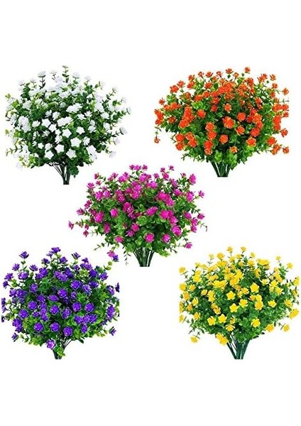 15 Demet Dış Mekan Yapay Çiçekler Yapay Plastik Yeşillik Buketi (Yurt Dışından)