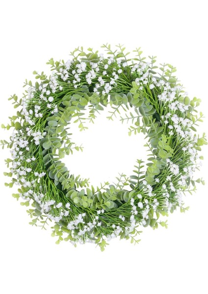 Esinti Gypsophila Çelenk Beyaz Yapay Çelenk Dekorasyon 40 cm Kapı Çelengi Çiçekler Bahar Doğal (Yurt Dışından)