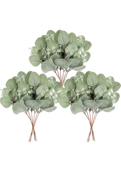 12 Adet Yapay Bitki Simülasyonu Yeşil Okaliptüs Yaprakları (Yurt Dışından)