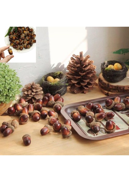 Dr.pink 100 Adet Yapay Fındık Meşe Palamudu Modelleri Sonbahar Dekorasyon Için Zanaat Malzemesi (Yurt Dışından)