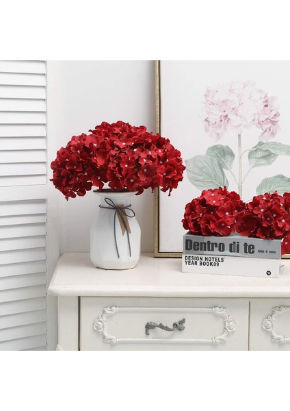 12 Adet Saplı Yapay Ortanca (Koyu Kırmızı) (Yurt Dışından) modelleri