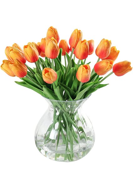 20 Adet Lateks Yapay Lale Çiçeği, Turuncu (Yurt Dışından)