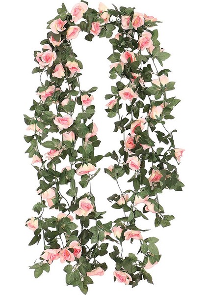2 x 220 cm Yapay Gül Sarmaşığı Asma Çelenk (16 Gül, Şampanya) (Yurt Dışından)