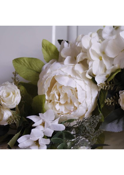 Esinti Şakayık Ortanca Çelenk, Ipek Beyaz Şakayık Ortanca Yapay Çiçekler F (Yurt Dışından) fiyatları