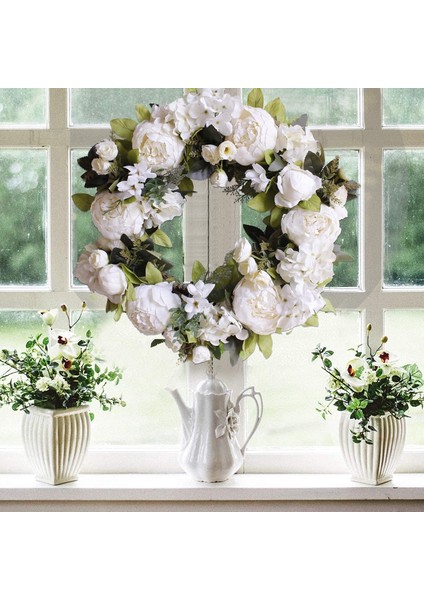 Esinti Şakayık Ortanca Çelenk, Ipek Beyaz Şakayık Ortanca Yapay Çiçekler F (Yurt Dışından) modelleri