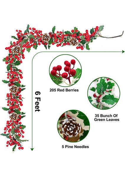 Foot Noel Çelengi Kırmızı Meyvelerle, Dekorasyon Kırmızı Meyvelerle, Yapraklarla, (Yurt Dışından) fiyatları