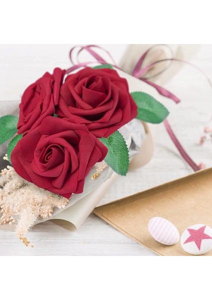 50 Adet Yapay Gül Çiçeği (Koyu Kırmızı) (Yurt Dışından) fırsatları