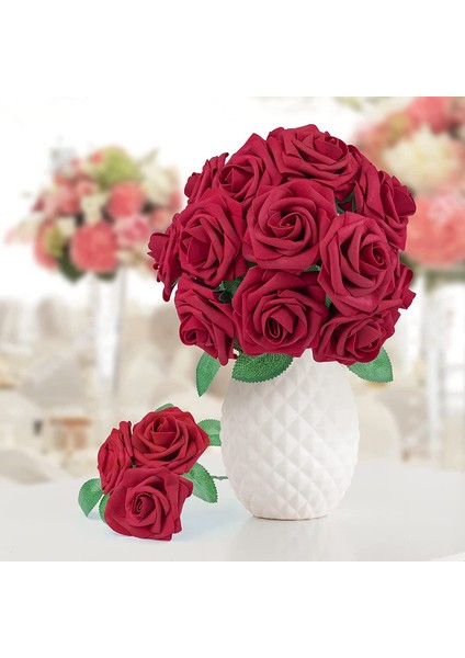 50 Adet Yapay Gül Çiçeği (Koyu Kırmızı) (Yurt Dışından) indirimleri