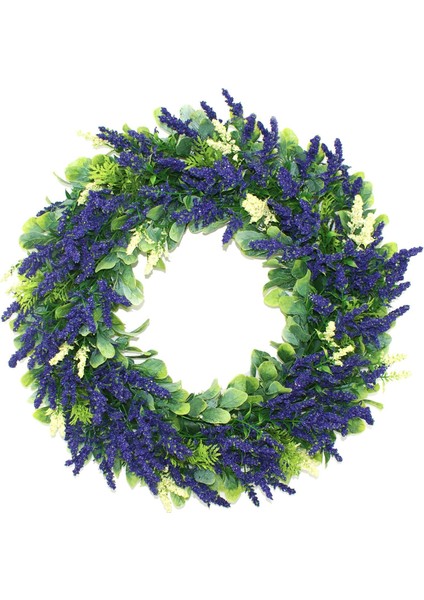 Narin 17 Inç Yapay Lavanta Sonbahar Kapı Çelengi - Yemyeşil ve Güzel Yaz (Yurt Dışından)