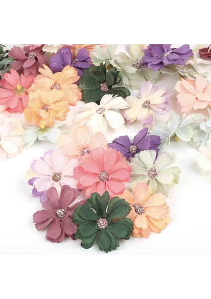 50 Adet Çok Renkli El Yapımı Yapay Papatya Başlı Mini Çiçek (Yurt Dışından)