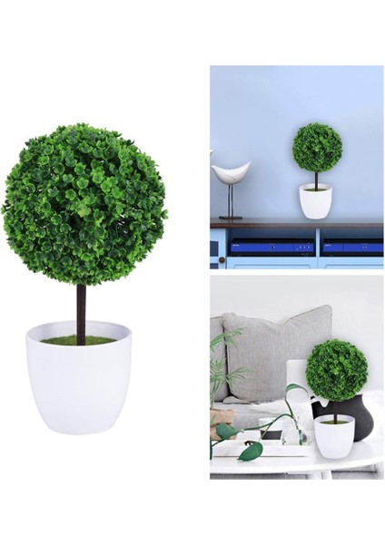 Beyaz Seramikten Yapılmış Budama Çiçeği Şeklinde 2 Küçük Yapay Çiçek Saksısından Oluşan Set (Yurt Dışından)