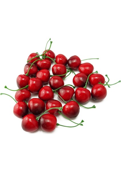 25 Adet Simülasyon Küçük Kırmızı Siyah Kiraz Yapay Meyve Moda (Yurt Dışından)