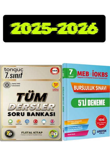 7. Sınıf Tüm Dersler Soru Bankası Fijital Kitap - Ardışık Yayınları Bursluluk Sınavı 5'li Deneme