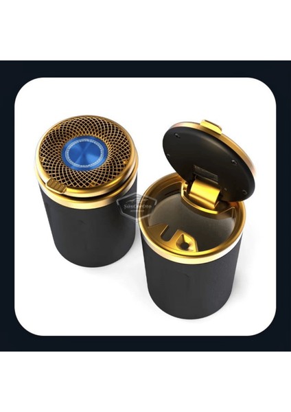 Üniversal Porselen Yanmaz Koku Geçirmez Altın Seramik Mavi Işıklı Lüx Oto Küllük Dumansız Kapaklı Spor Araç Içi Küllük Araba Küllüğü Gold modelleri