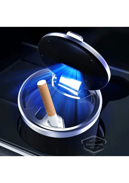 Üniversal Porselen Yanmaz Koku Geçirmez Altın Seramik Mavi Işıklı Lüx Oto Küllük Dumansız Kapaklı Spor Araç Içi Küllük Araba Küllüğü Gold indirimleri