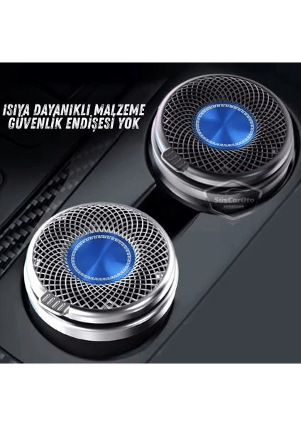 Üniversal Porselen Yanmaz Koku Geçirmez Altın Seramik Mavi Işıklı Lüx Oto Küllük Dumansız Kapaklı Spor Araç Içi Küllük Araba Küllüğü Gold