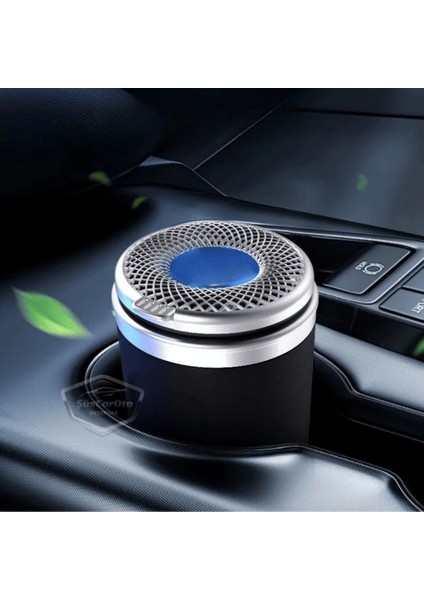 Üniversal Porselen Yanmaz Koku Geçirmez Altın Seramik Mavi Işıklı Lüx Oto Küllük Dumansız Kapaklı Spor Araç Içi Küllük Araba Küllüğü Gold