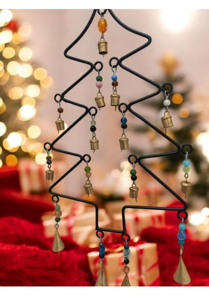 Renkli Metal Yılbaşı Ağacı Çan Süsleri, Parti Dekoru, Neşeli ve Şık Tasarım