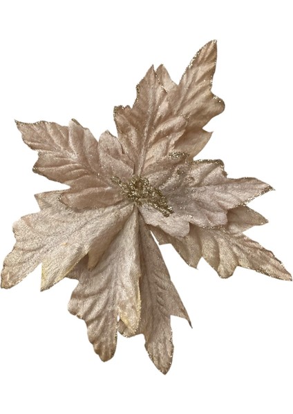 Kadife Dokulu Ithal Yapay Ponsetya 25 Cm, Şık ve Doğal Görünümlü Dekoratif Çiçek