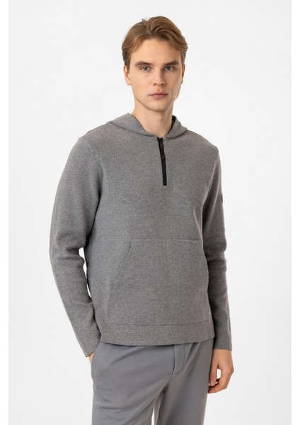 Gir Regular Fit Kapüşonlu Yarım Fermuarlı Kanguru Cepli Triko Kazak fiyatları