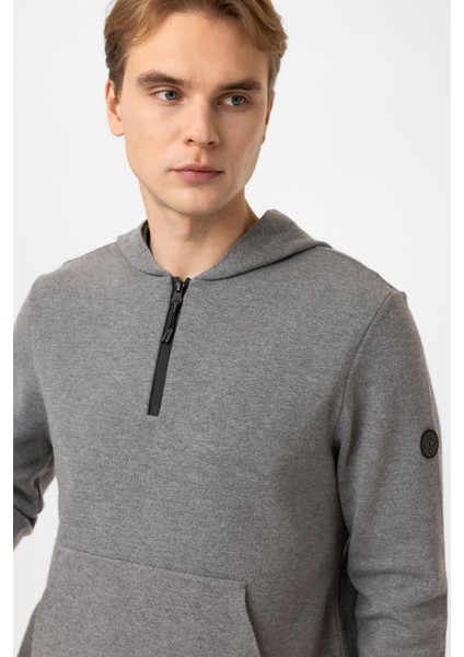 Gir Regular Fit Kapüşonlu Yarım Fermuarlı Kanguru Cepli Triko Kazak modelleri