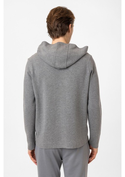 Gir Regular Fit Kapüşonlu Yarım Fermuarlı Kanguru Cepli Triko Kazak fırsatları