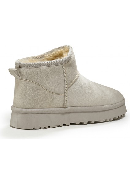 Kadın Bej Alçak Tabanlı Kürklü Kısa Bot fiyatları