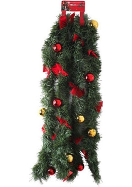 Yılbaşı Temalı Süslü Çam Dalı, 2,5-3 M, Yeşil, Dekoratif ve Şık Tasarım