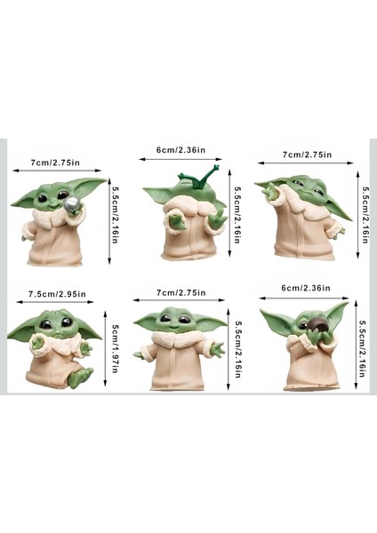 baby yoda 6’lı mini figür seti | star wars grogu koleksiyonluk oyuncak & dekoratif süs