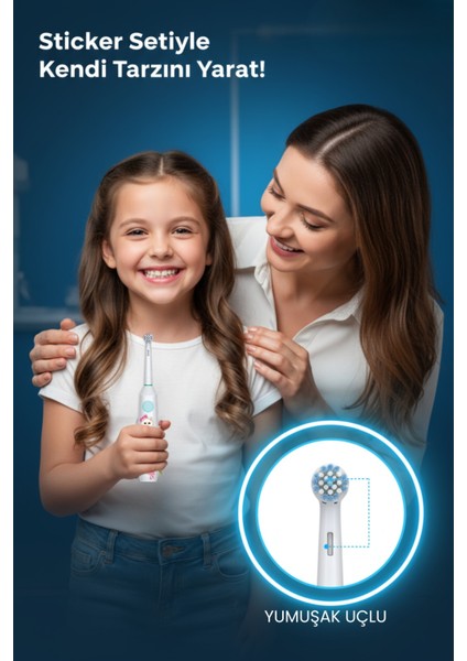 Çocuk Pilli Diş Fırçası Sticker Setli, Yumuşak Uçlu, Ipx7 Su Geçirmez fırsatları