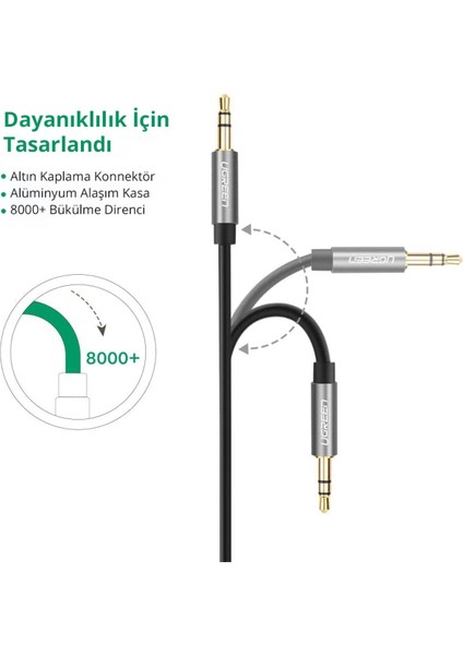 3.5 mm Aux Ses Kablosu, 50 cm, Siyah, 10732