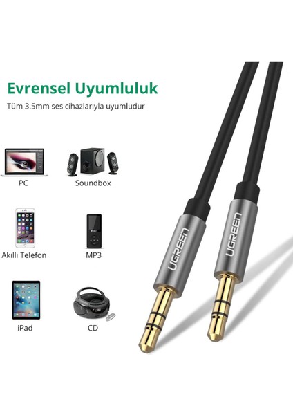 3.5 mm Aux Ses Kablosu, 50 cm, Siyah, 10732