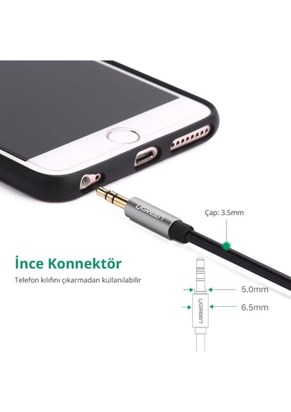 3.5 mm Aux Ses Kablosu, 50 cm, Siyah, 10732