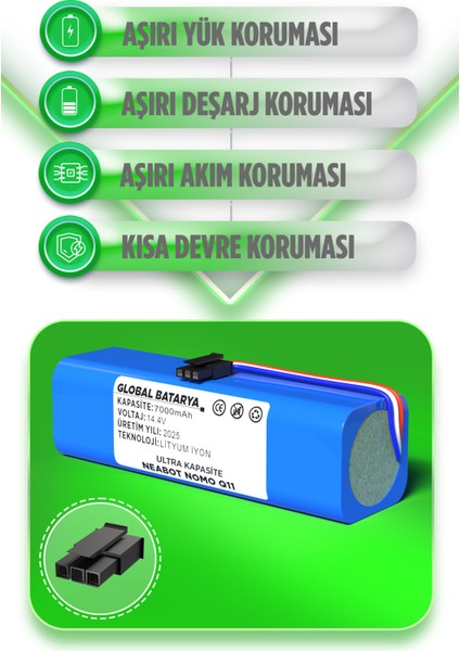 Neabot Nomo Q11 Uyumlu Akıllı Robot Süpürge Bataryası 14.4V 7000MAH Li-Ion Pil (Ultra Kapasite) fiyatları