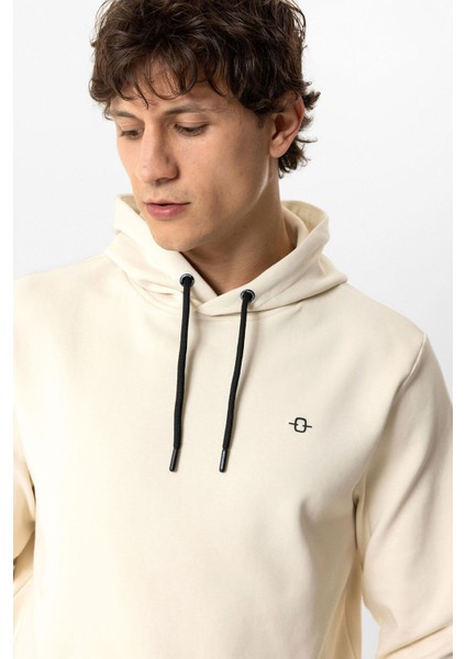 Bej Regular Fit Pamuklu Kapüşonlu Sweatshirt fiyatları