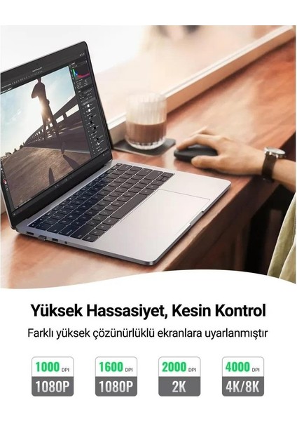 2.4Ghz Sessiz Tuşlu Kablosuz Optik Mouse, Gri, 90373