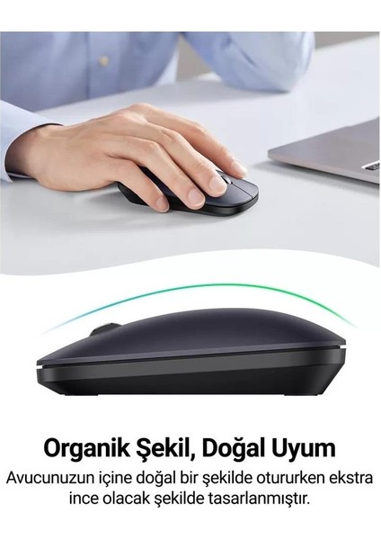 2.4Ghz Sessiz Tuşlu Kablosuz Optik Mouse, Gri, 90373