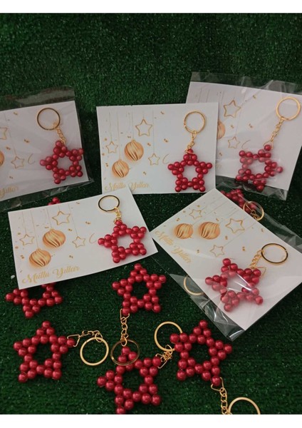 Kırmızı Inci Yıldız Anahtarlık Seti, Şık ve Güzel Hediye Seçeneği fiyatları