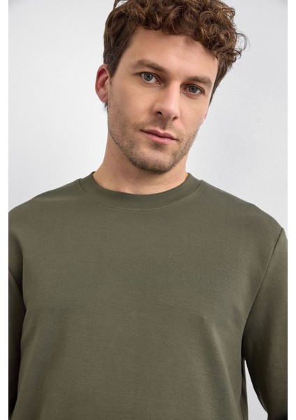 Haki Regular Fit Bisiklet Yaka Sweatshirt fiyatları