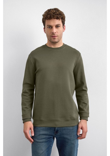 Haki Regular Fit Bisiklet Yaka Sweatshirt modelleri