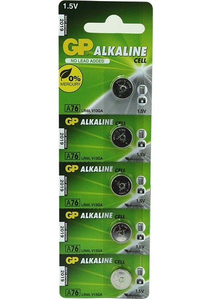 GPA76-C5 LR44 AG13 Alkalin Düğme Pil 5'li Paket modelleri