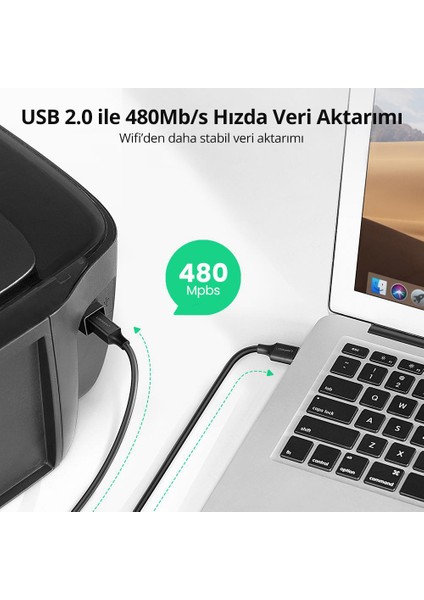 USB-A - USB-B Yazıcı Tarayıcı Kablosu 1 Metre, Siyah, 20846