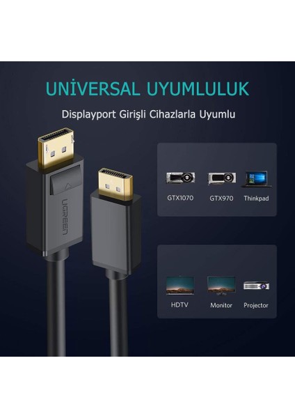 4K 60Hz Displayport to Displayport Kablo, 1 Metre, 10244 fiyatları