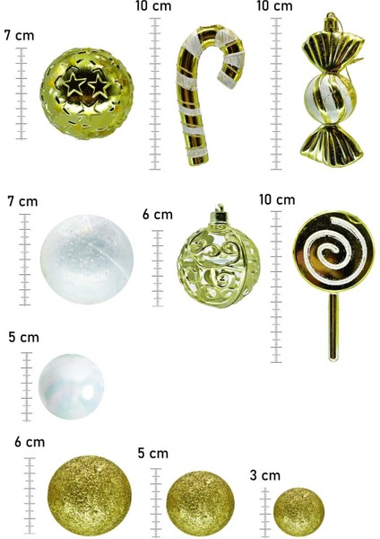 Xl Şeker Kamışlı Karışık Süs Seti Gold fiyatları