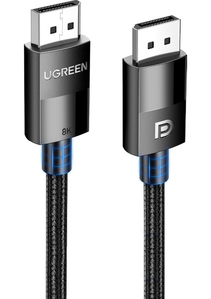 8K 60Hz Displayport - Displayport 1.4 Örgülü Kablo 2 Metre, Siyah, 80392