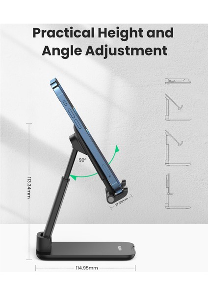 Katlanabilir Çok Açılı Yükseklik Ayarlı Telefon Standı, Siyah, 20435 fiyatları