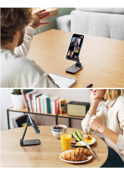 Katlanabilir Çok Açılı Yükseklik Ayarlı Telefon Standı, Siyah, 20435 modelleri